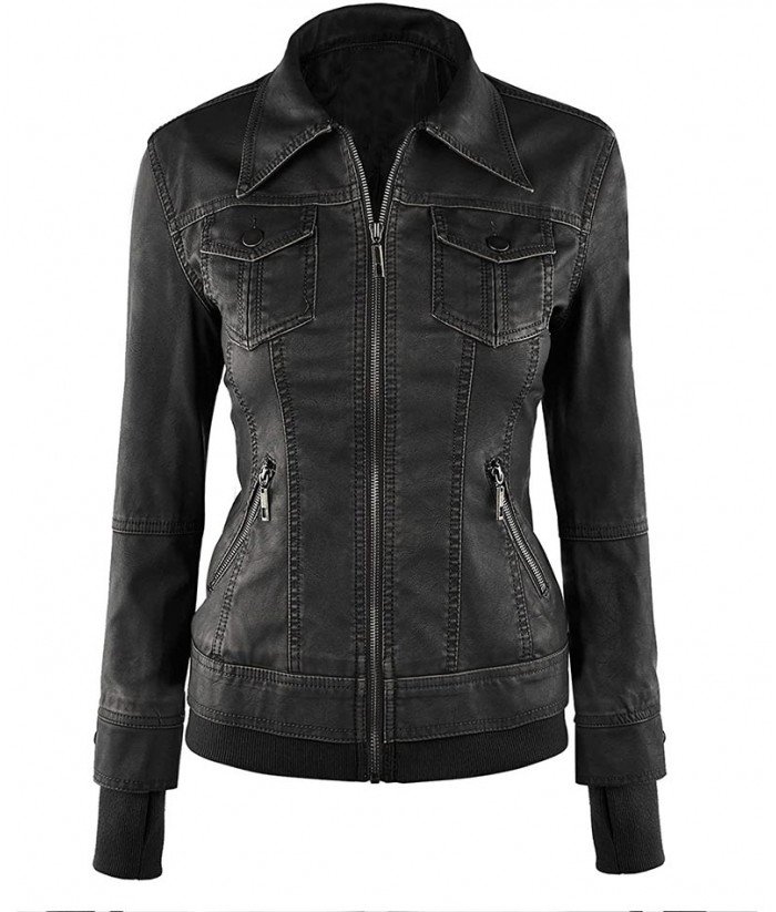 MOZRI 100% Genuine Leather Jacket for Women's